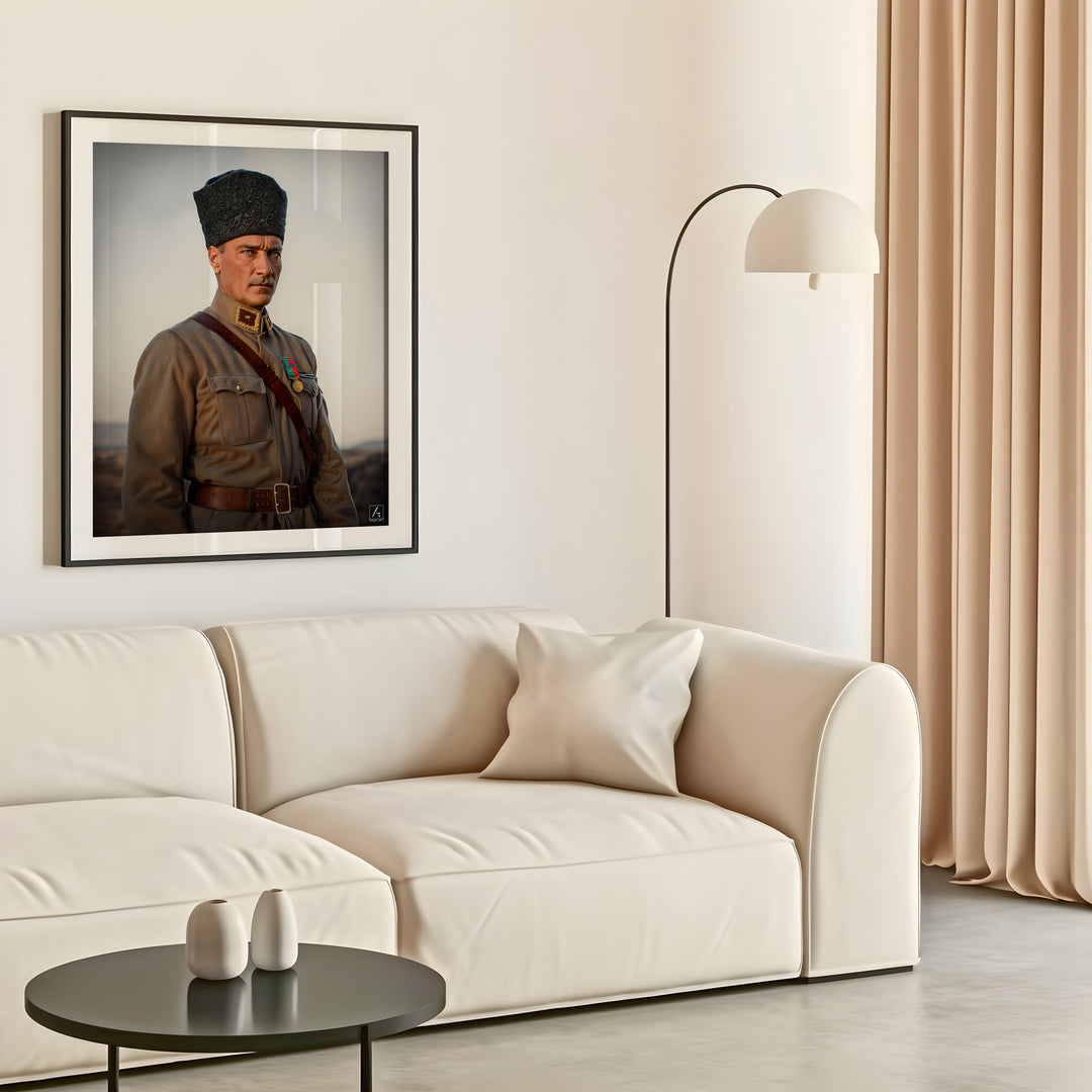 Atatürk Portresi Duvar Tablosu – Siyah, Ahşap Kahverengi ve Beyaz Çerçeve Seçenekleri | Decomiro