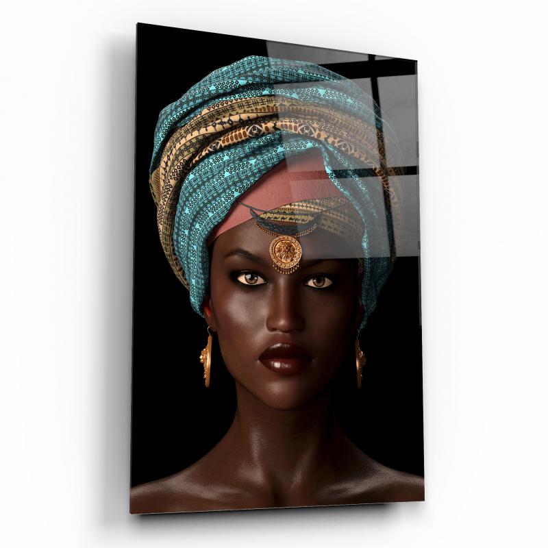 Afrika’lı Kadın Cam Tablo