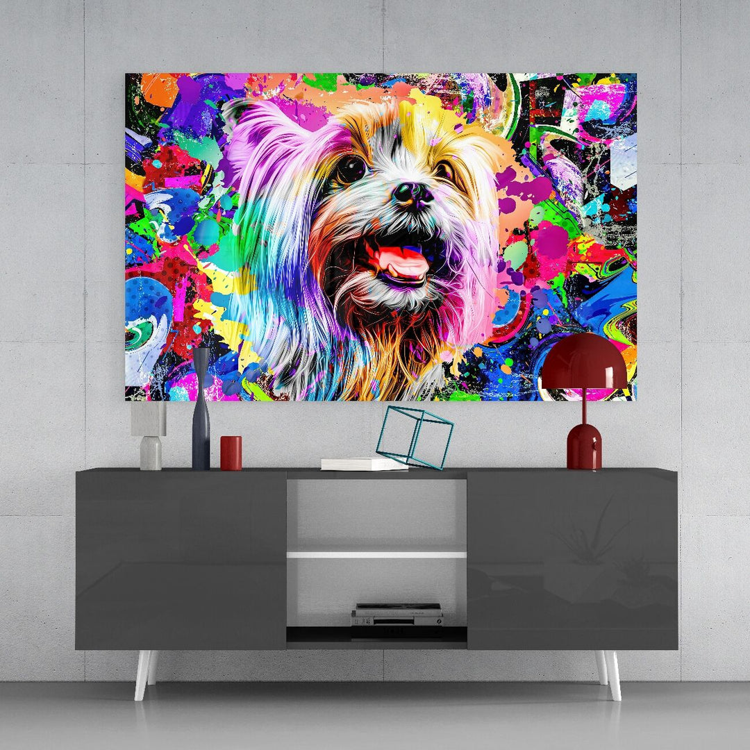 Mutlu Köpek Cam Tablo