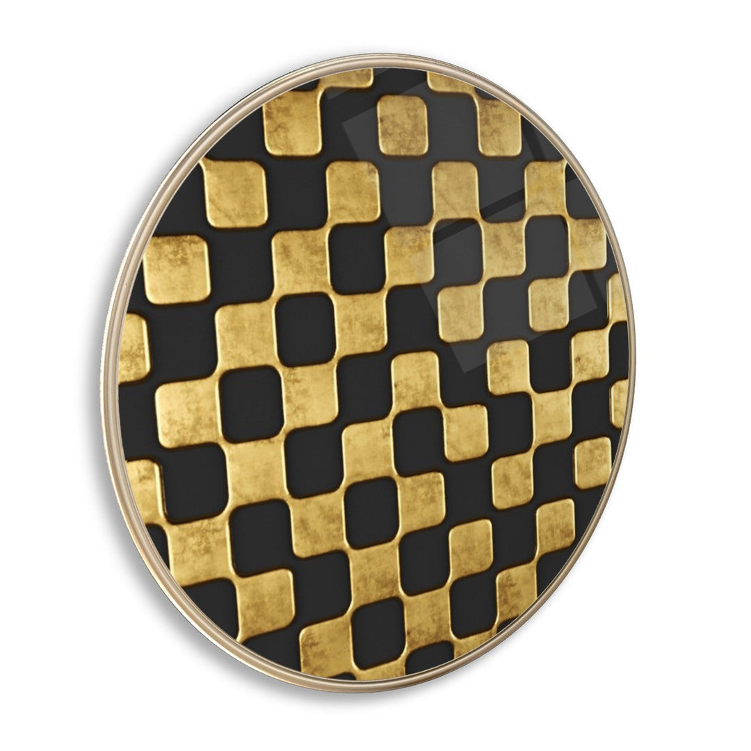 Gold Desen Yuvarlak Cam Tablo